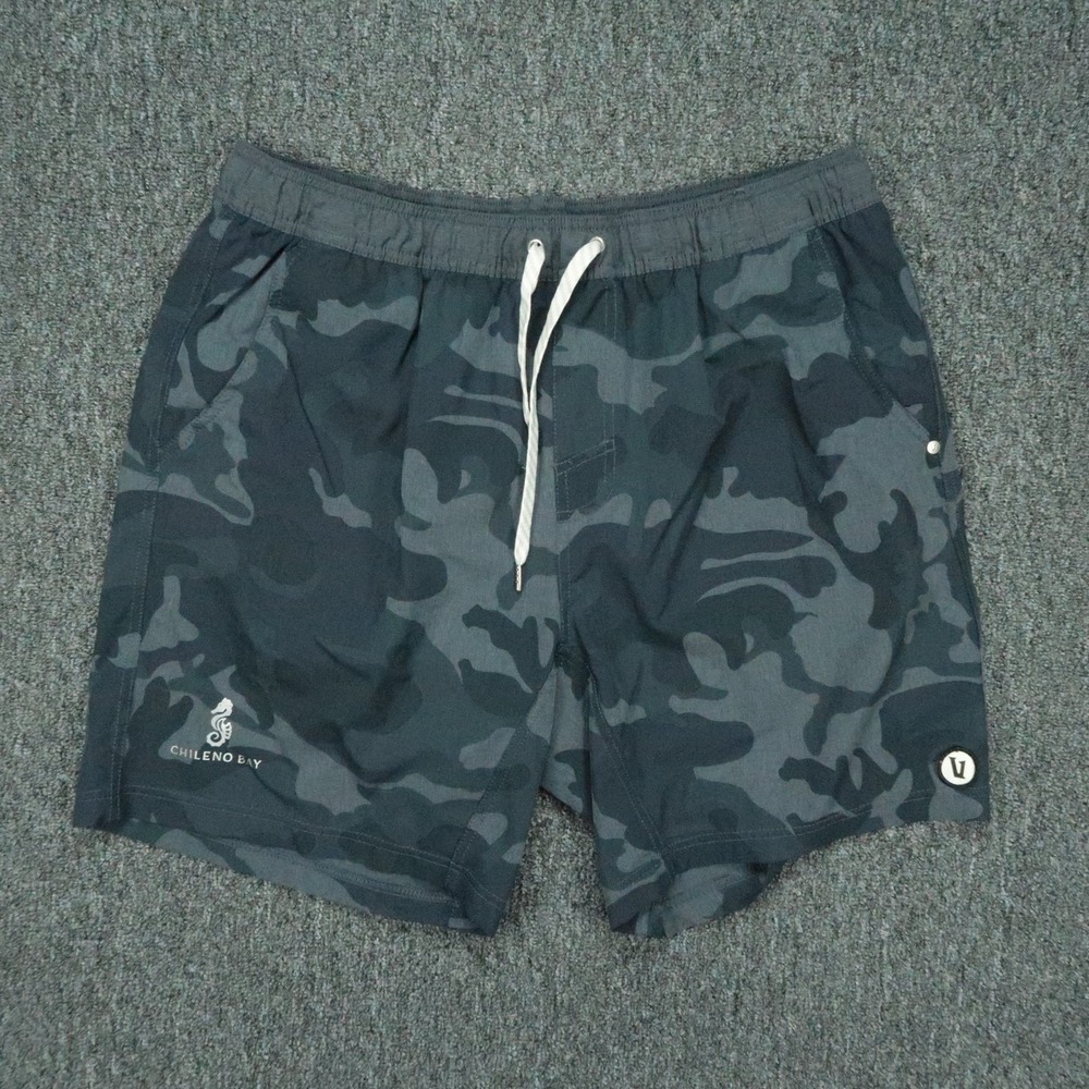 Vuori Shorts Mens XL Blue Gray Kore Lined Camo Athletic Stretch Chileno Bay